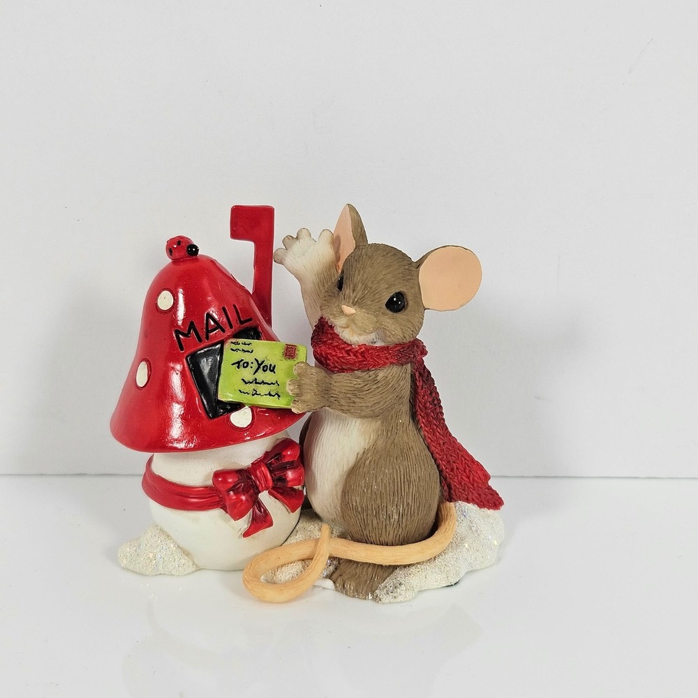 Enesco Charming Tails Mouse Mushroom Mailbox Christmas 4046944 Holiday Saying Hi